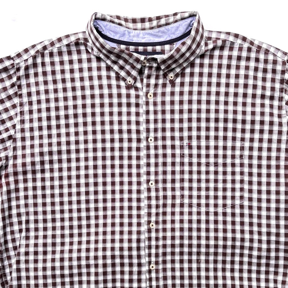 TOMMY HILFIGER Check Plaid Button Down Oxford Long Sleeve Gingham Print Shirt - Picture 2 of 12